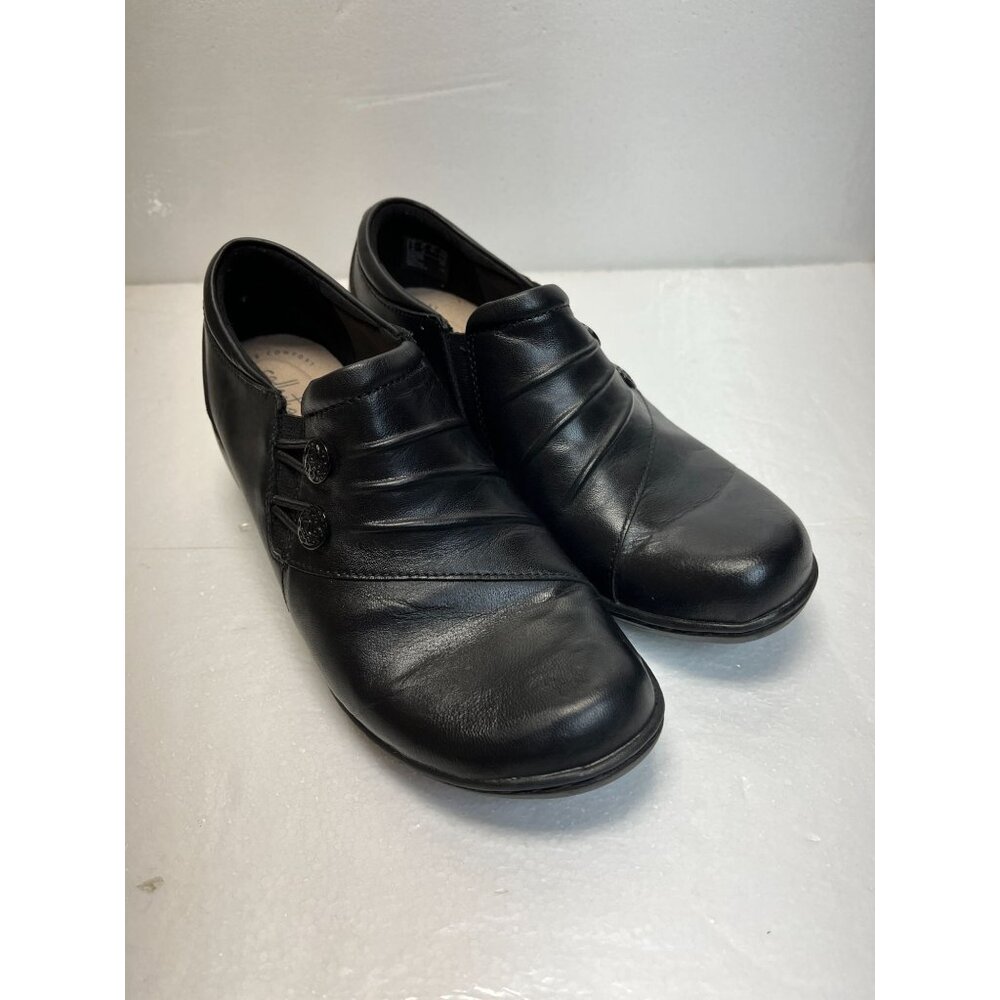 Clarks Collection Black Leather Womens‎ Shoes Size 10